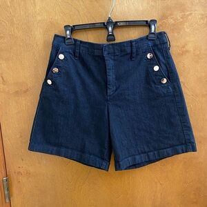 Nine West Shorts. Size 6/28. Dark Blue Denim Color. 6 Gold buttons on pockets